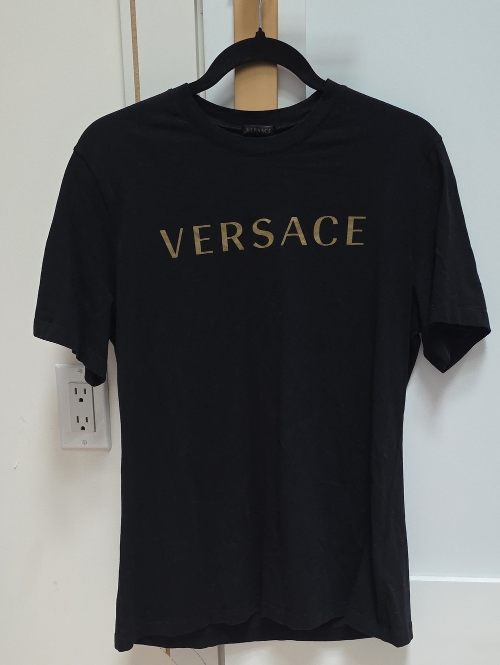 Versace Black Tee with Gold VERSACE Logo